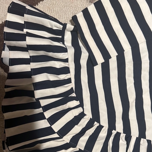 Jcrew navy and cream ruffle peplum top sz s NWT - Picture 2 of 7